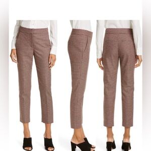 Veronica Beard GEMINI houndstooth check crop red tan pants - size 8